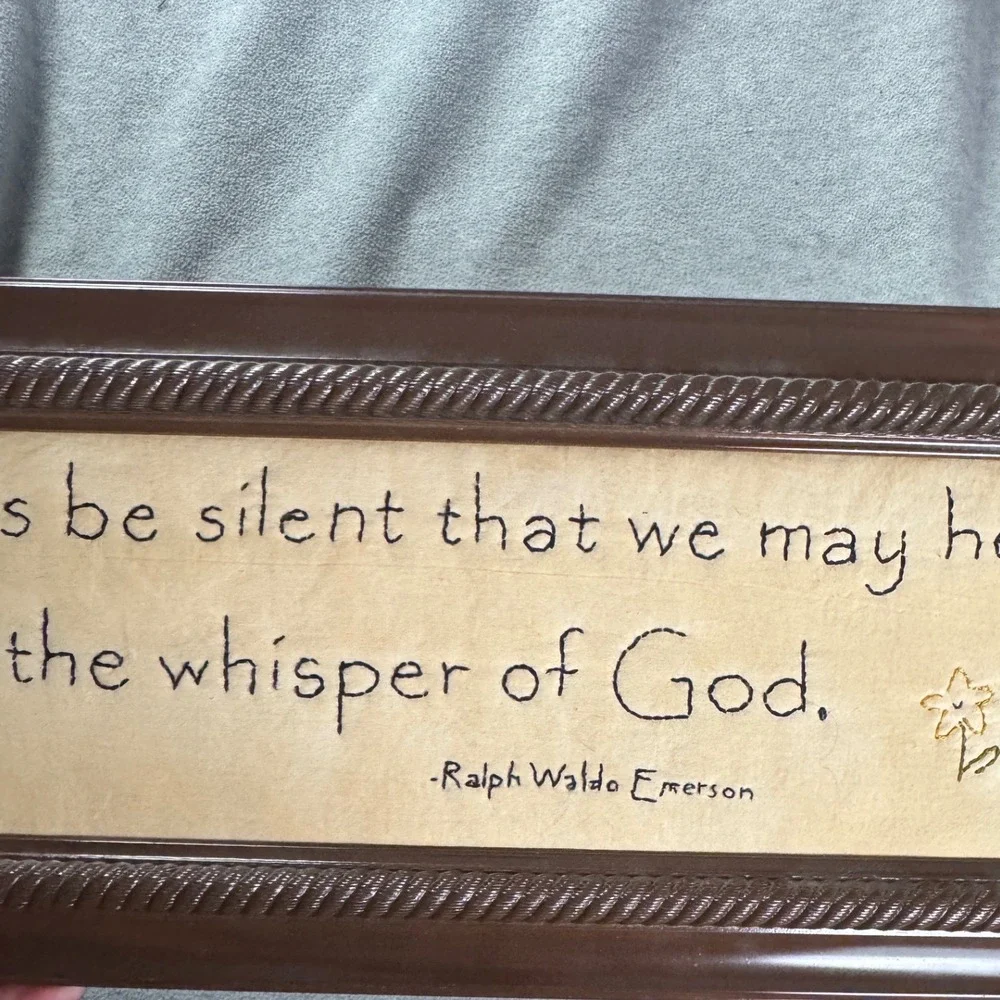 Ralph Waldo Emerson Quote Embroidered Wall Art Framed Religious Decor 22x7.5